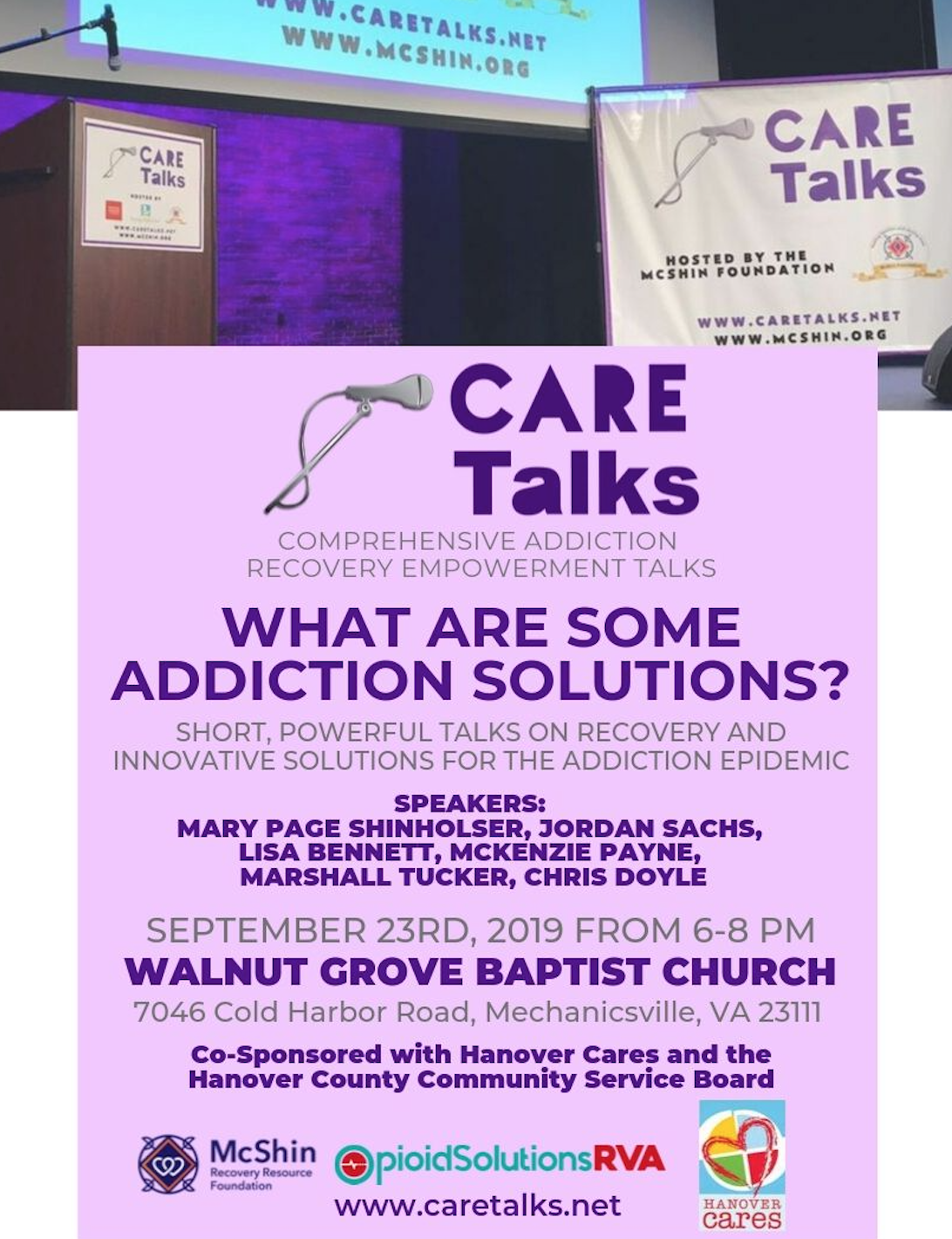 flyer for Care Talks event