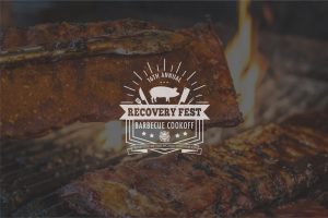 recovery fest logo over background of barbecue